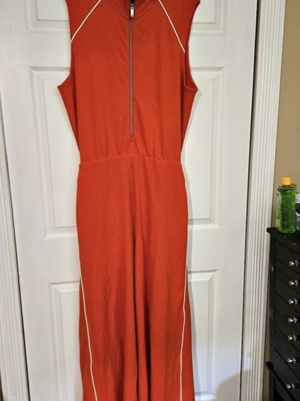 SPANX AirEssentials Pique Sleeveless Mockneck Jumpsuit Orange Athletic Jumpsuit
